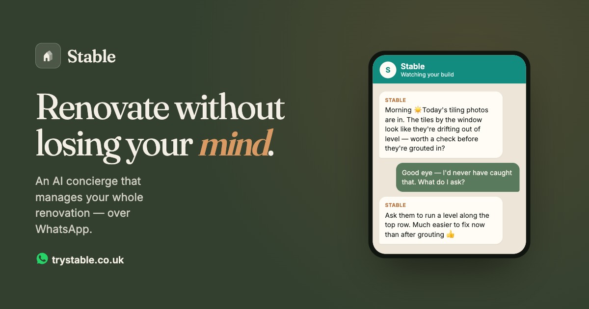 Stable — your AI renovation concierge on WhatsApp